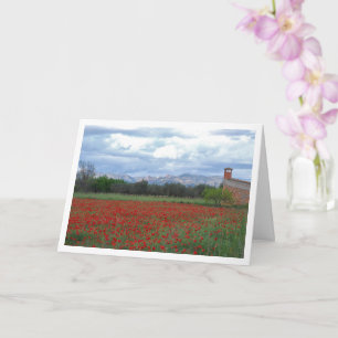 Poppy Field Mountain Landscape Card Karte