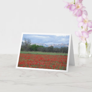Poppy Field Mountain Landscape Card Karte