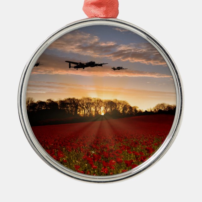Poppy Field Pass Silbernes Ornament (Vorne)