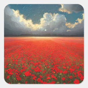 Poppy Field Square Aufkleber