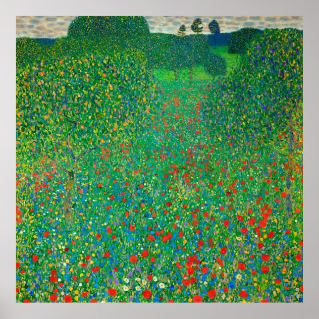 Poppy Field von Gustav Klimt Poster (Vorne)