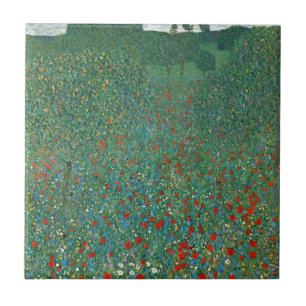 Poppy Field von Gustav Klimt, Vintager Jugendstil Fliese