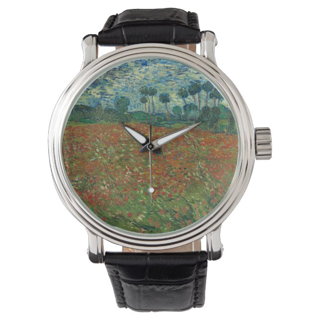 Poppy field von Vincent van Gogh Fine Art Armbanduhr (Vorderseite)