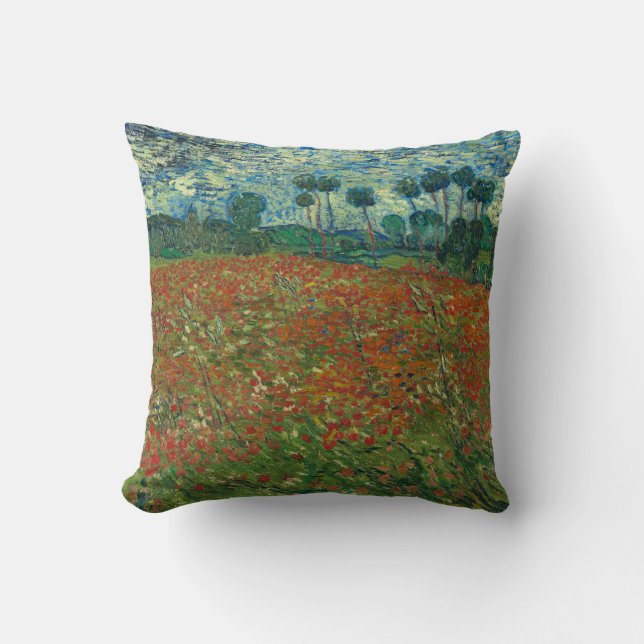 Poppy field von Vincent van Gogh Fine Art Kissen (Vorderseite)