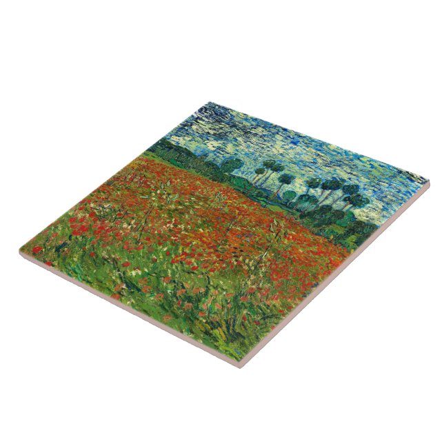 Poppy Field von Vincent Van Gogh Fliese (Seite)