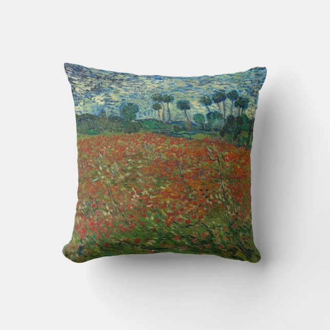 Poppy Field von Vincent Van Gogh Kissen (Vorderseite)