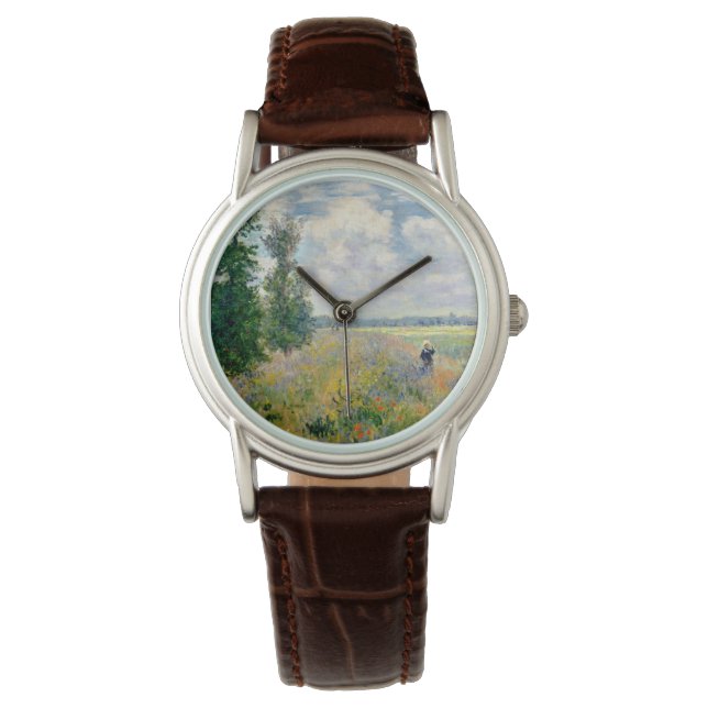 Poppy Fields bei Argenteuil von Claude Monet Armbanduhr (Vorderseite)