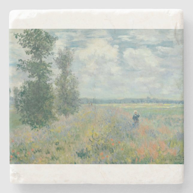 Poppy Fields bei Argenteuil von Claude Monet Steinuntersetzer (Vorderseite)