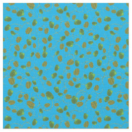 Poppy Fields Green Buds auf Sky Blue Custom Fabric Stoff