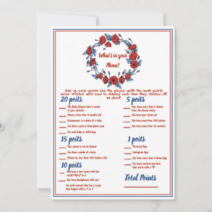 Poppy Floral Baby Dusche 2x Spiele Einladung