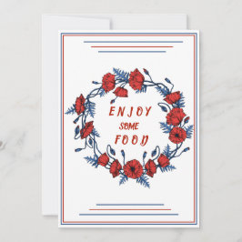 Poppy Floral Baby Dusche Genießen Sie etwas zu ess Einladung