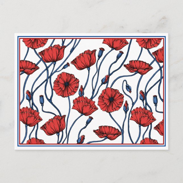 Poppy Floral Bouquet Postcard Postkarte (Vorderseite)