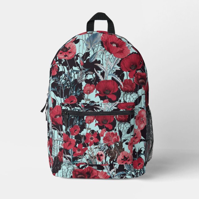 Poppy Floral Pattern Bedruckter Rucksack (Vorderseite)