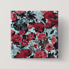 Poppy Floral Pattern Button