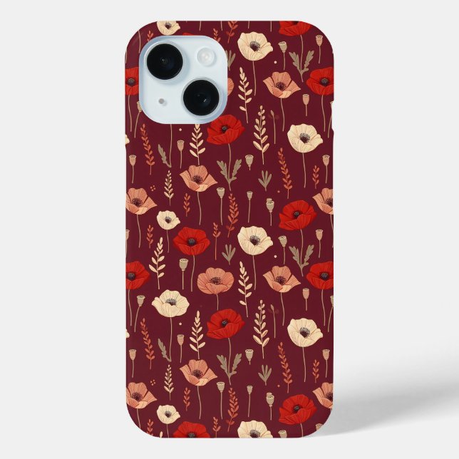 Poppy Floral Pattern Case-Mate iPhone Hülle (Rückseite)