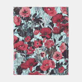 Poppy Floral Pattern Fleecedecke