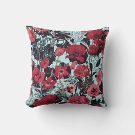 Poppy Floral Pattern Kissen