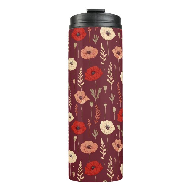 Poppy Floral Pattern Thermosbecher (Vorderseite)