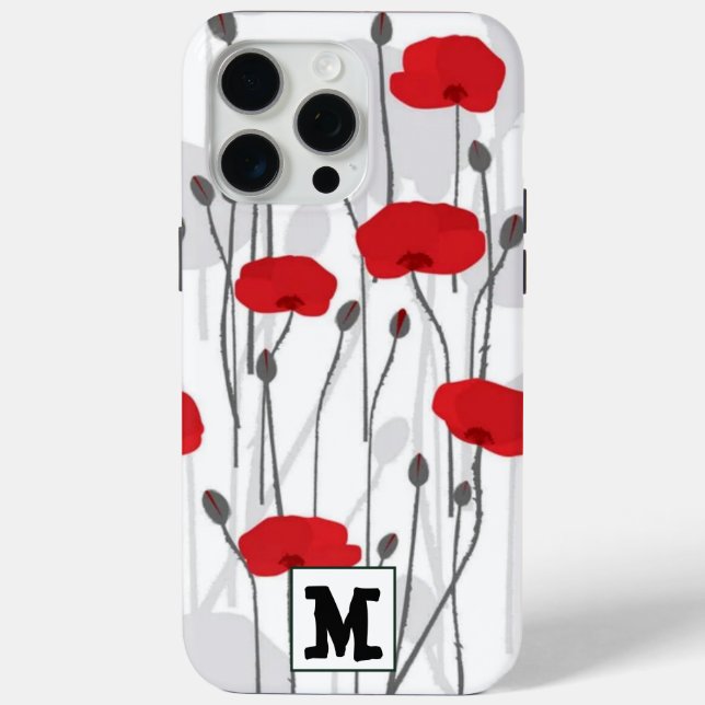 Poppy flower gift botanical pretty monogram Case-Mate iPhone hülle (Rückseite)