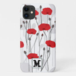 Poppy flower gift botanical pretty monogram Case-Mate iPhone hülle