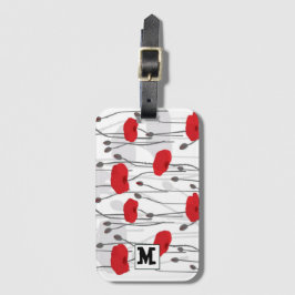 Poppy flower gift botanical pretty monogram gepäckanhänger