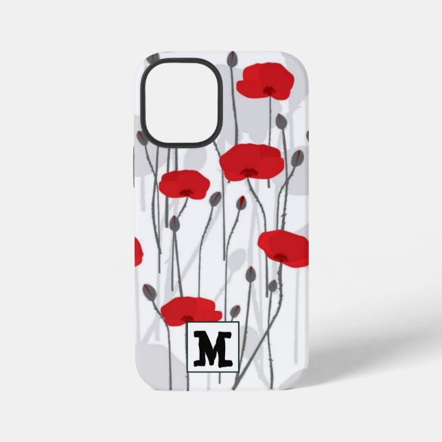 Poppy flower gift botanical pretty monogram iPhone hülle (Rückseite)