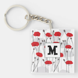 Poppy flower gift botanical pretty monogram schlüsselanhänger
