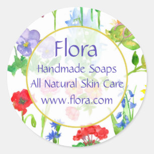 Poppy Geranium Pansy Blume Runder Aufkleber