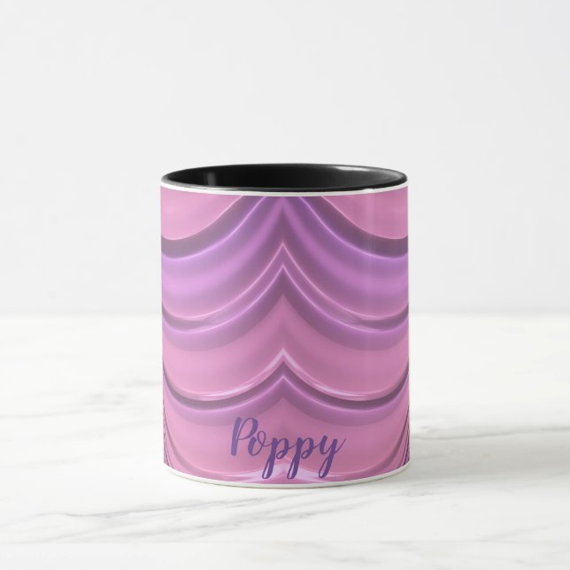 POPPY ~ GLOSSY 3D Zany Pink Mauve Fraktal ~ Tasse (Zentrum)