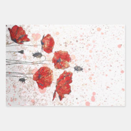 Poppy Gold Packpapier Geschenkpapier Set