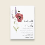 Poppy Lavender Bee Floral Watercolor Wedding  Einladung<br><div class="desc">Celebrate your special day with this enchanting floral wedding invitation, featuring a delicate watercolor illustration of a vibrant red poppy, gentle lavender sprigs, and a charming bumblebee. The artistic design evokes a sense of natural beauty and whimsical romance, perfect for a spring or summer wedding. The elegant typography complements the...</div>