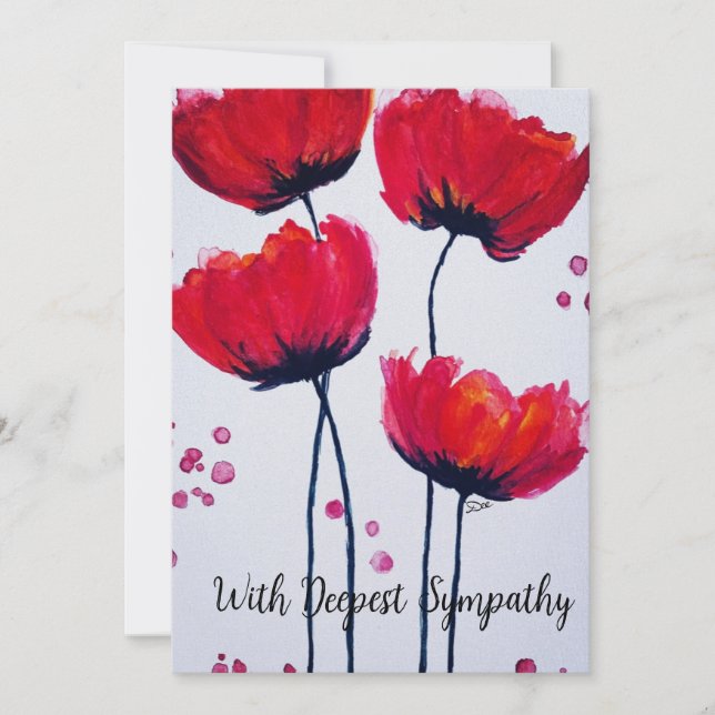 Poppy Liebe Flat Sympathy Card Dankeskarte (Vorderseite)