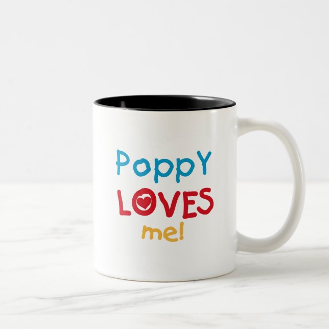 Poppy Lieben Me T - Shirt und Geschenke Zweifarbige Tasse (Rechts)