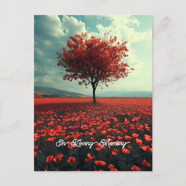 Poppy Meadow Lonely Tree Postkarte (Vorderseite)