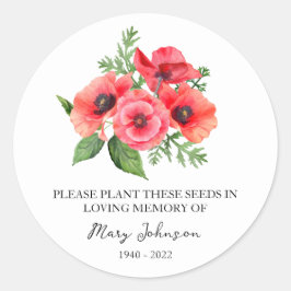 Poppy Memorial Beerdigung Seed Packet Runder Aufkleber