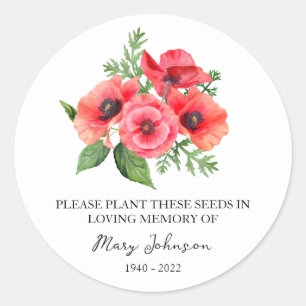 Poppy Memorial Beerdigung Seed Packet Runder Aufkleber