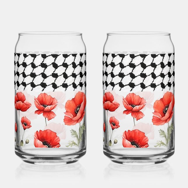 Poppy mit palästinensischem Hattah Can Glass Set Dosenglas (Vorderseite)