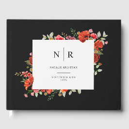 Poppy Monogram Dark Wedding Gästebuch