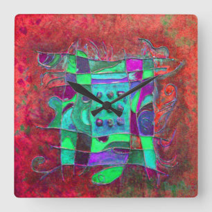 "Poppy Opening" von Paul Buică Quadratische Wanduhr