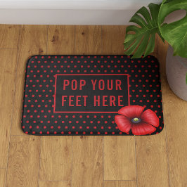 Poppy Polka Dot Muster Rot und Schwarz Bath Mat Badematte