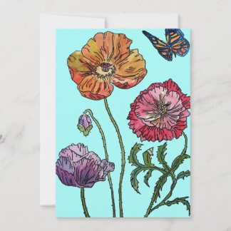 Poppy Poppies Art Watercolor Einladung zum Geburts