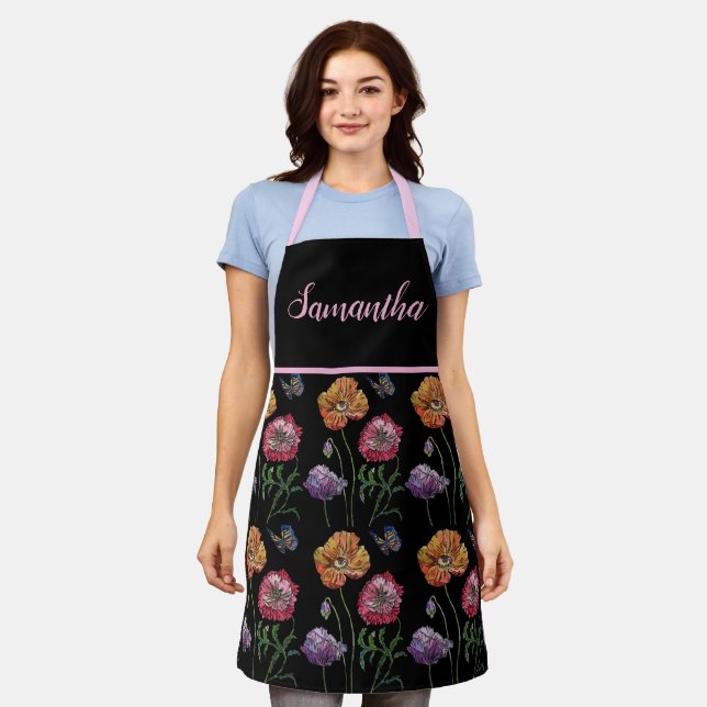 Poppy Poppies Rotes Shabby Chic Aquarellblume A Schürze (Getragen)