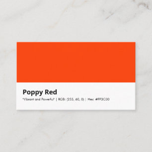 Poppy Red "Lebhafte und leistungsstarke" Farbe Visitenkarte