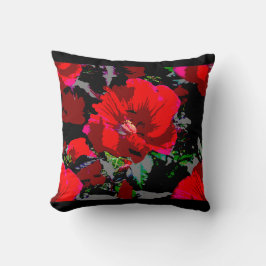 Poppy Red Retro Blumendesign Kissen