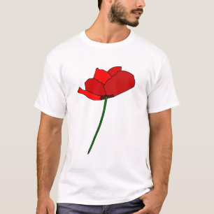 Poppy Rose Rote Blume Pflanze T-Shirt