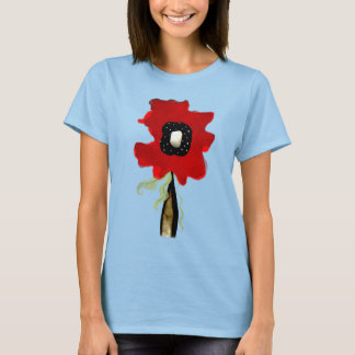 Poppy Rot-Polka-Punkte Grünblatt-Hemd T-Shirt