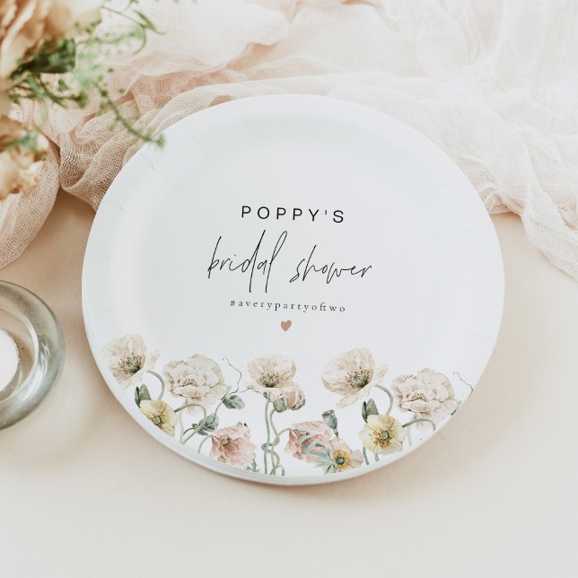 POPPY Rustic Pastel Wildblume Brautparty Pappteller (Von Creator hochgeladen)