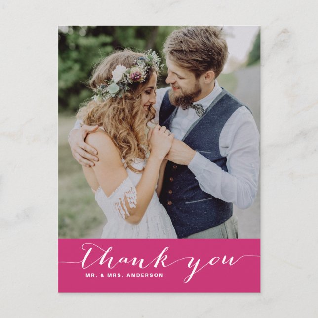 Poppy | Script Wedding Danke Vertical Postcard Postkarte (Vorderseite)