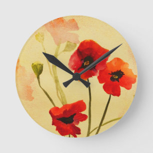 Poppy Shadows Art Clock Runde Wanduhr