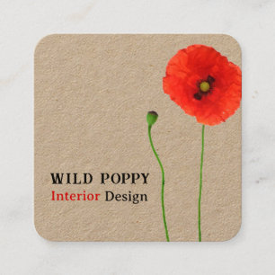 Poppy Simplicity Rustikal Quadratische Visitenkarte